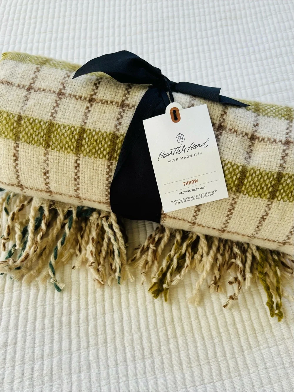 Hearth & Hand with Magnolia Plaid Lightweight Throw Blanket Brown/Green/Teal NWT